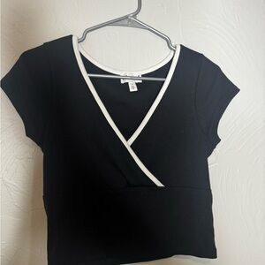 Abound Black Crop Top with White Trim